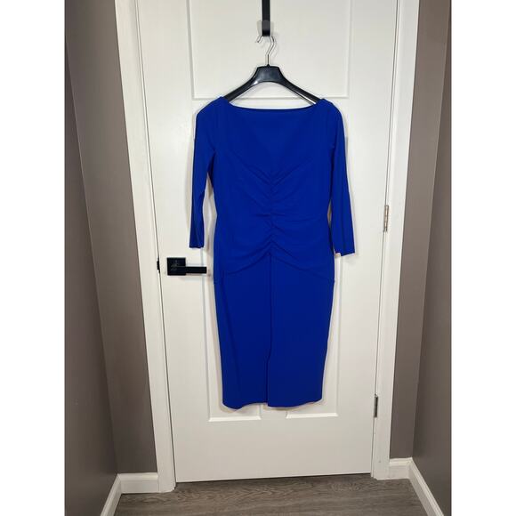 CHIARA BONI La Petite Robe Royal‎ Blue Formal Gown Knee Length Size Women US 16 - Picture 4 of 10
